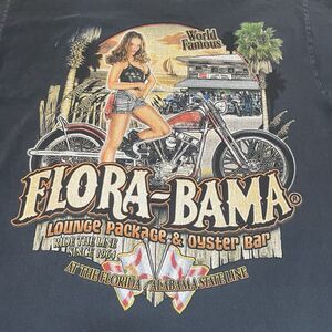 Vintage Flora-Bama Lounge Shirt Mens L Faded Black Motorcycle Biker Graphic Tee